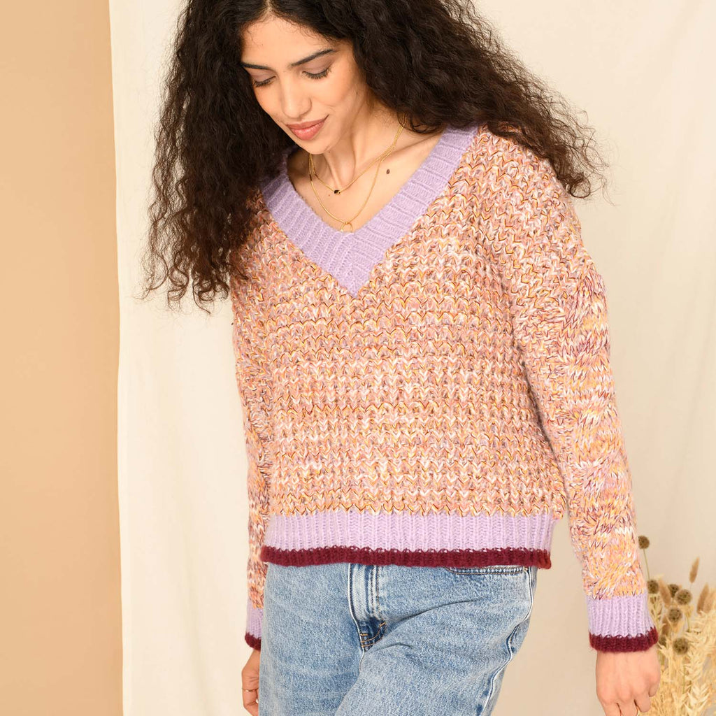 Amy V-Neck Cable Jumper - Cara & The Sky