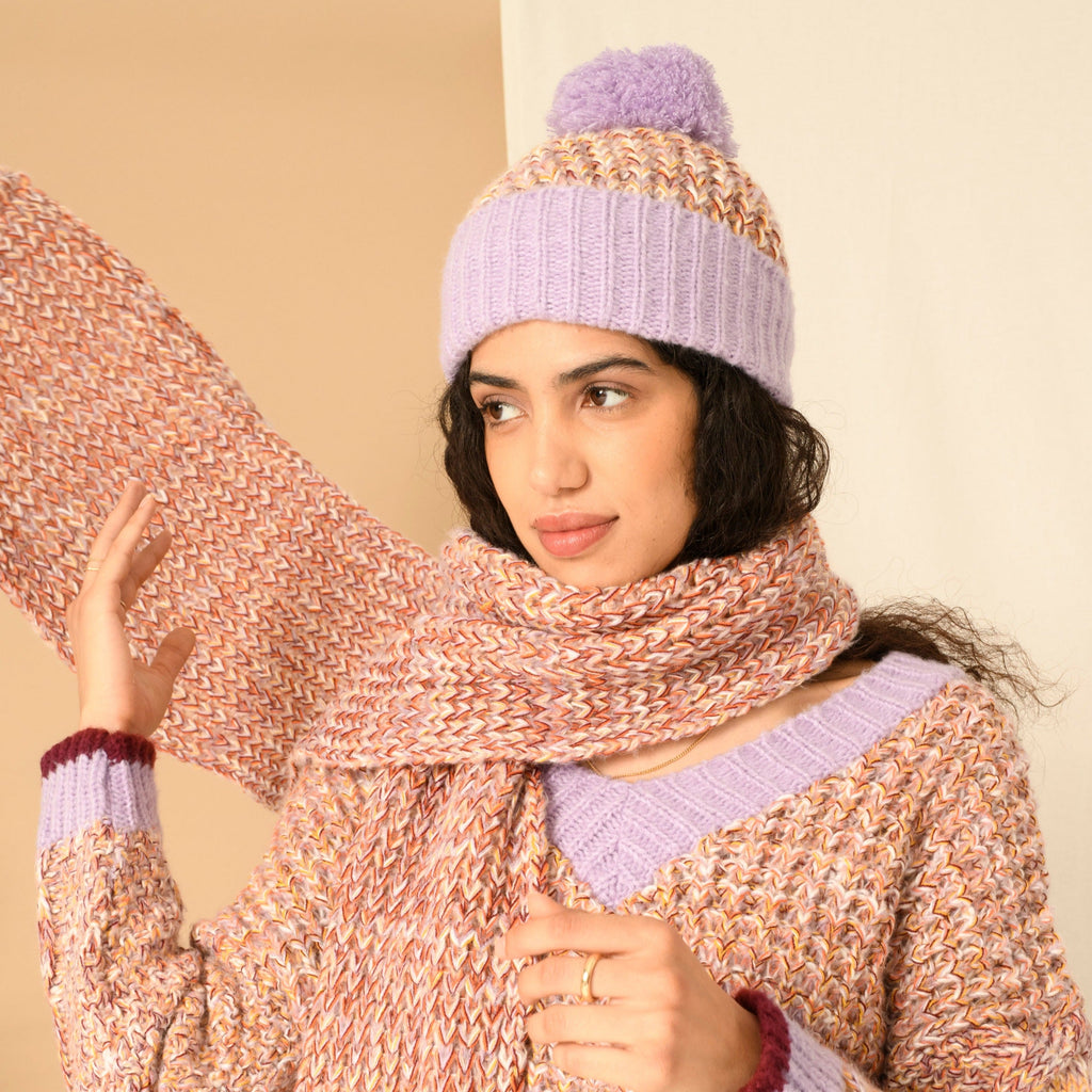 Lolly Beanie Bobble Hat - Lilac - Cara & The Sky