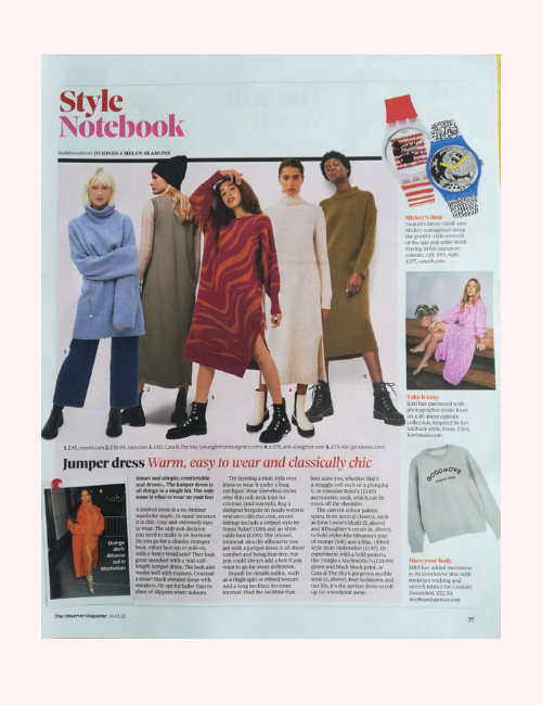 Whitney Midi Dress in Berry magazine feature in The Observer