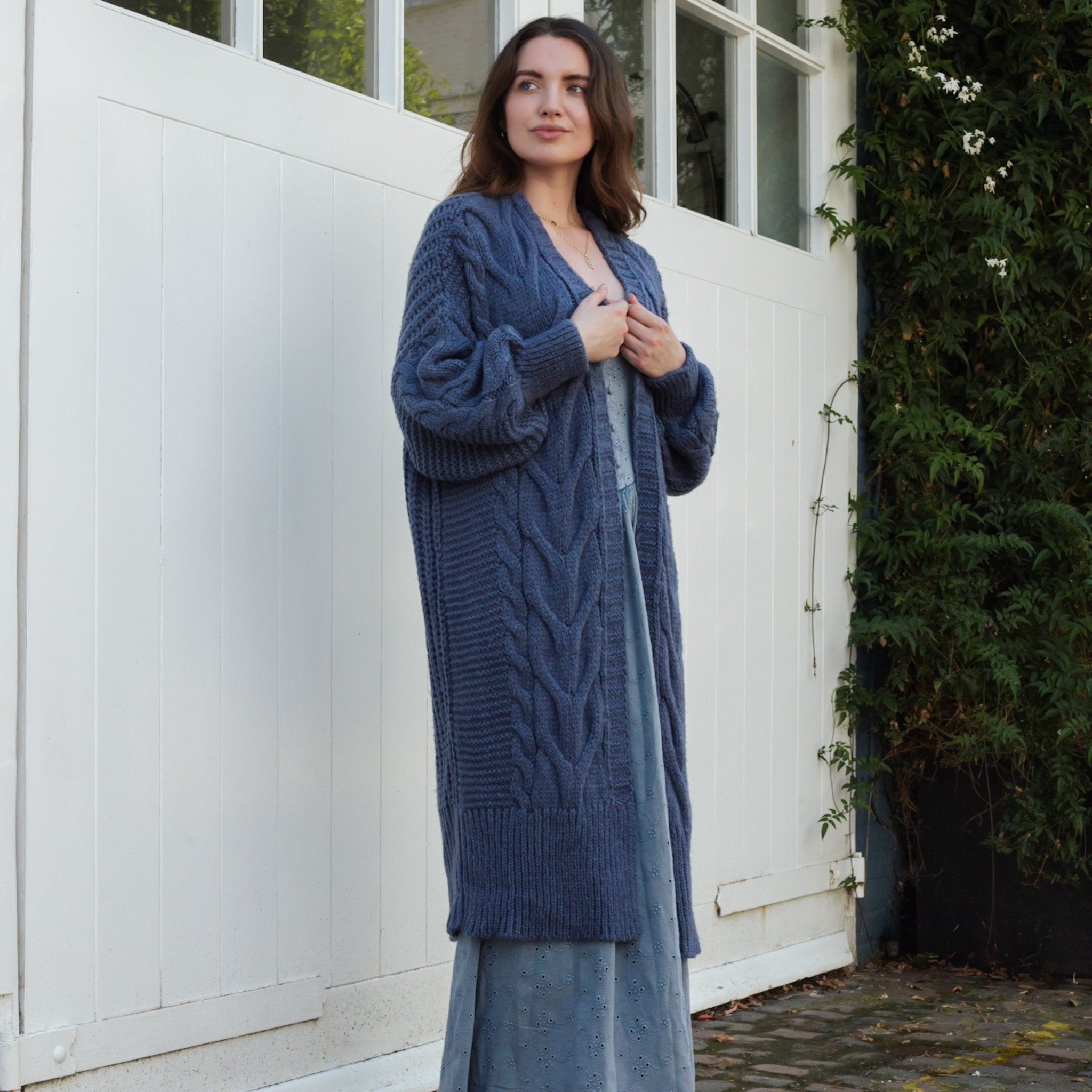 Denim Alex 1 Cardigan Balloon Long ARTS&SCIENCE トップス Cable Sky The & Cara | Cardigan Maxi Sleeve Balloon トップス