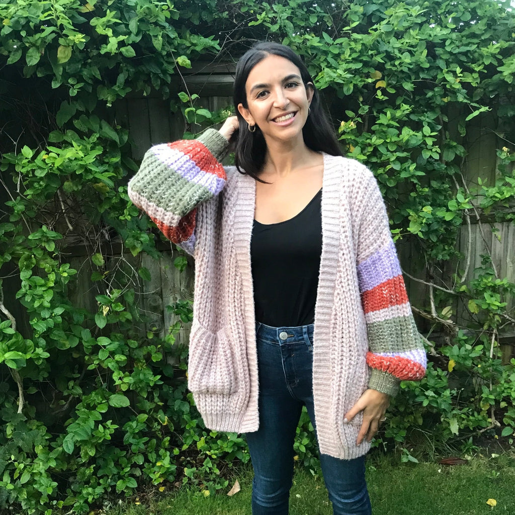 Allie Chunky Stripe Cardigan Blush - Cara & The Sky
