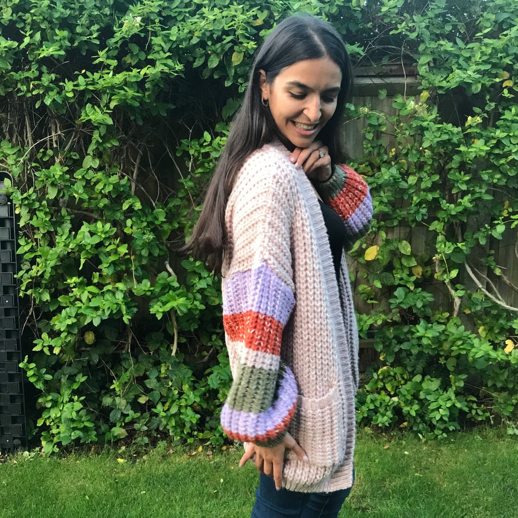 Allie Chunky Stripe Cardigan Blush - Cara & The Sky