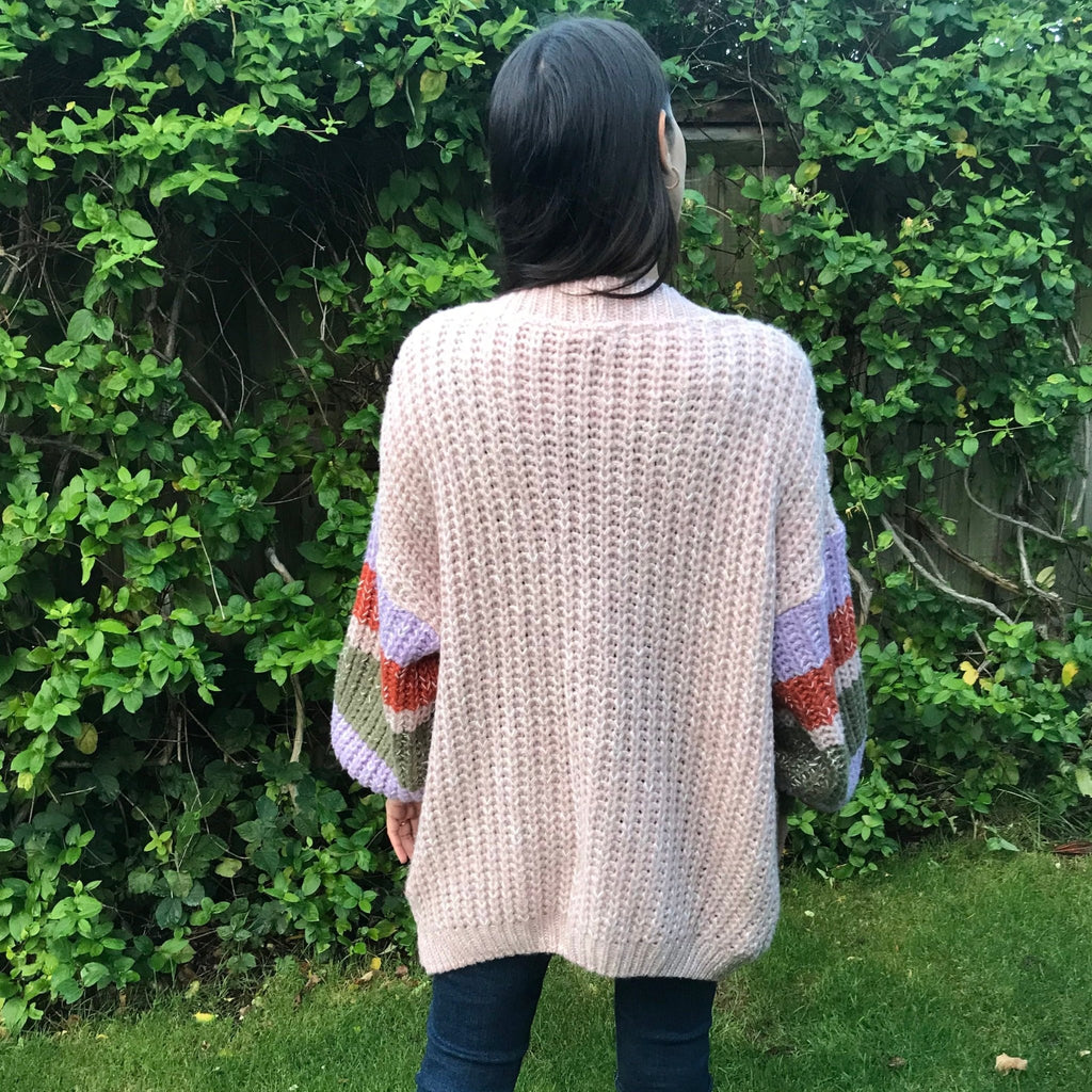 Allie Chunky Stripe Cardigan Blush - Cara & The Sky