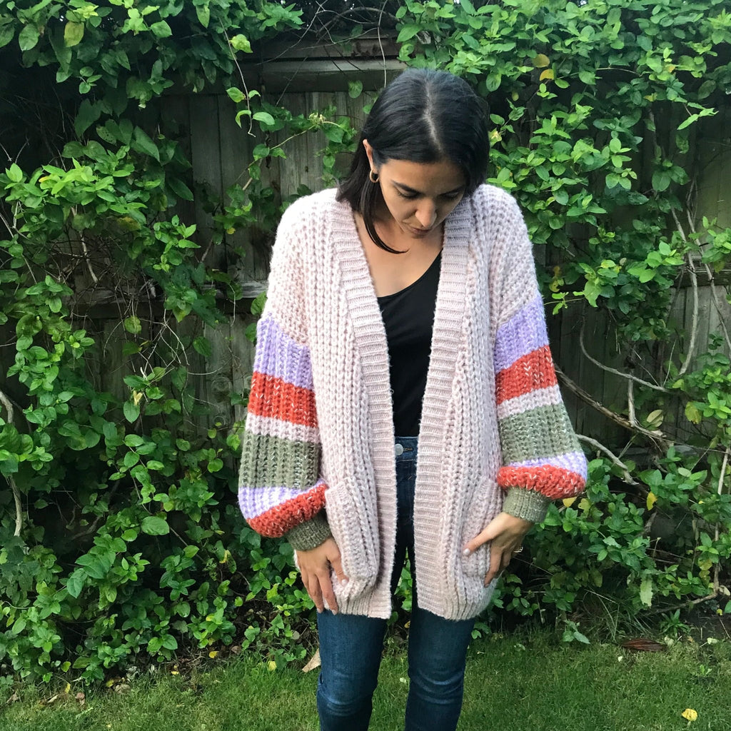 Allie Chunky Stripe Cardigan Blush - Cara & The Sky