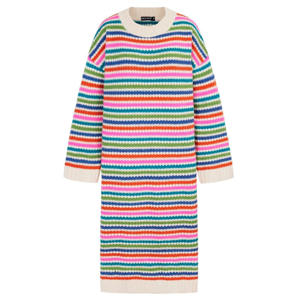 Becca Rainbow Stripe Knitted Midi Dress - Rainbow - Cara & The Sky