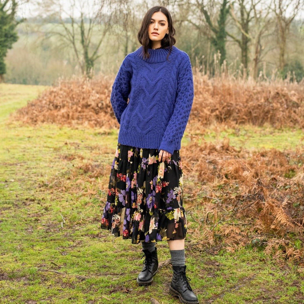 Bella Cable High Neck Jumper - Violet - Cara & The Sky