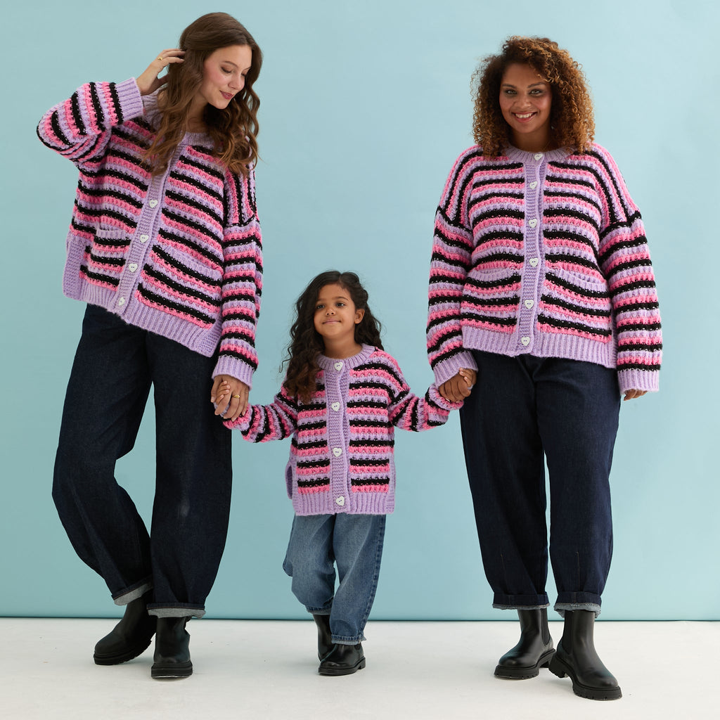 Bernice Stripe Cross Stitch Cardigan - Lilac - Cara & The Sky