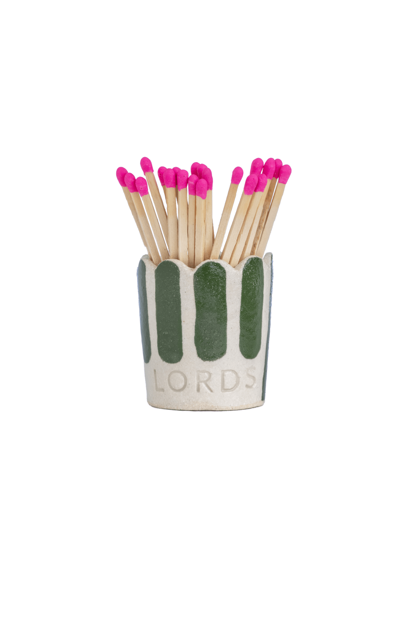 Ceramic Stripe Scallop Edge Match Pot