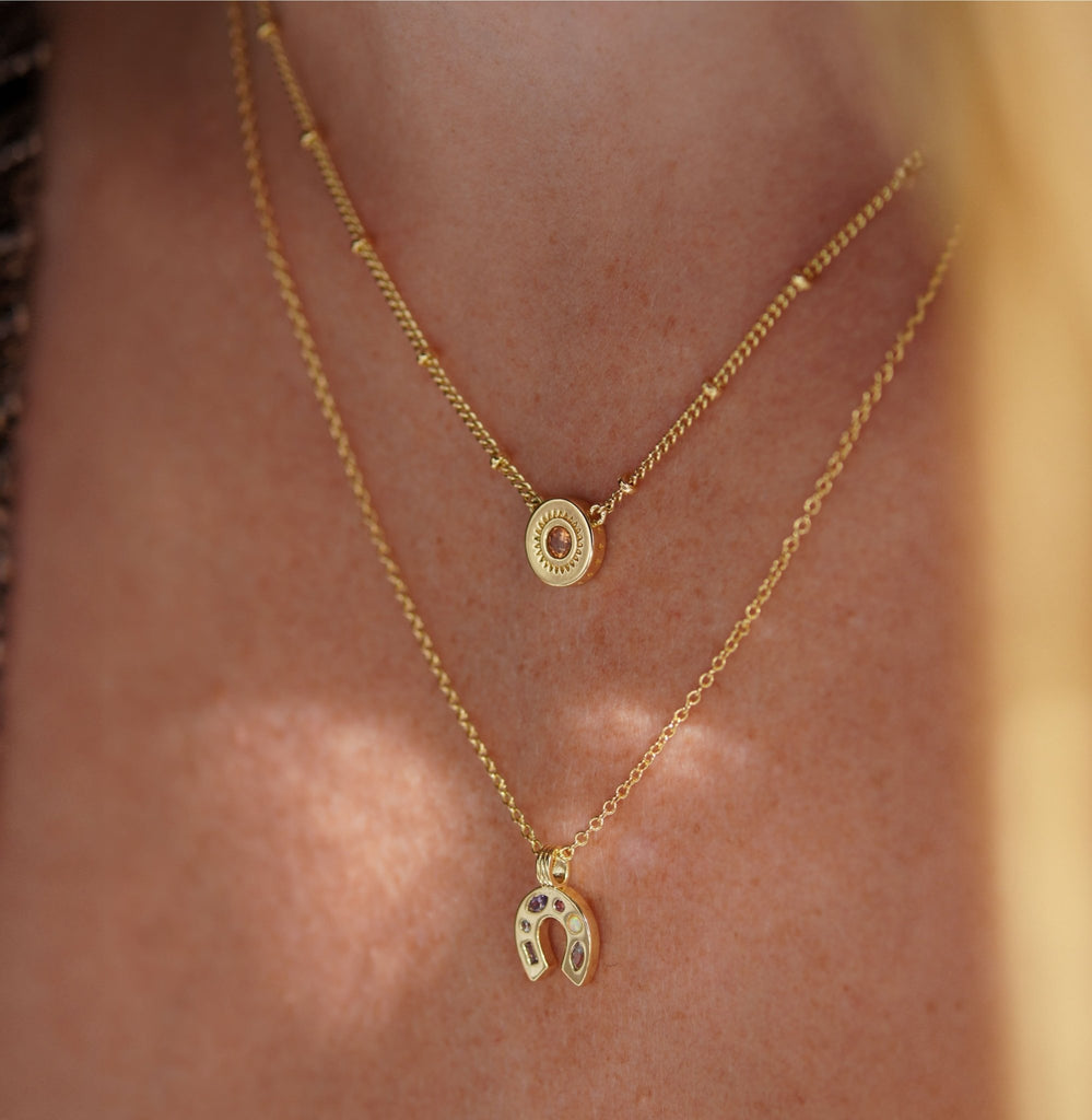 Champagne Jewelled Charm Necklace - Cara & The Sky