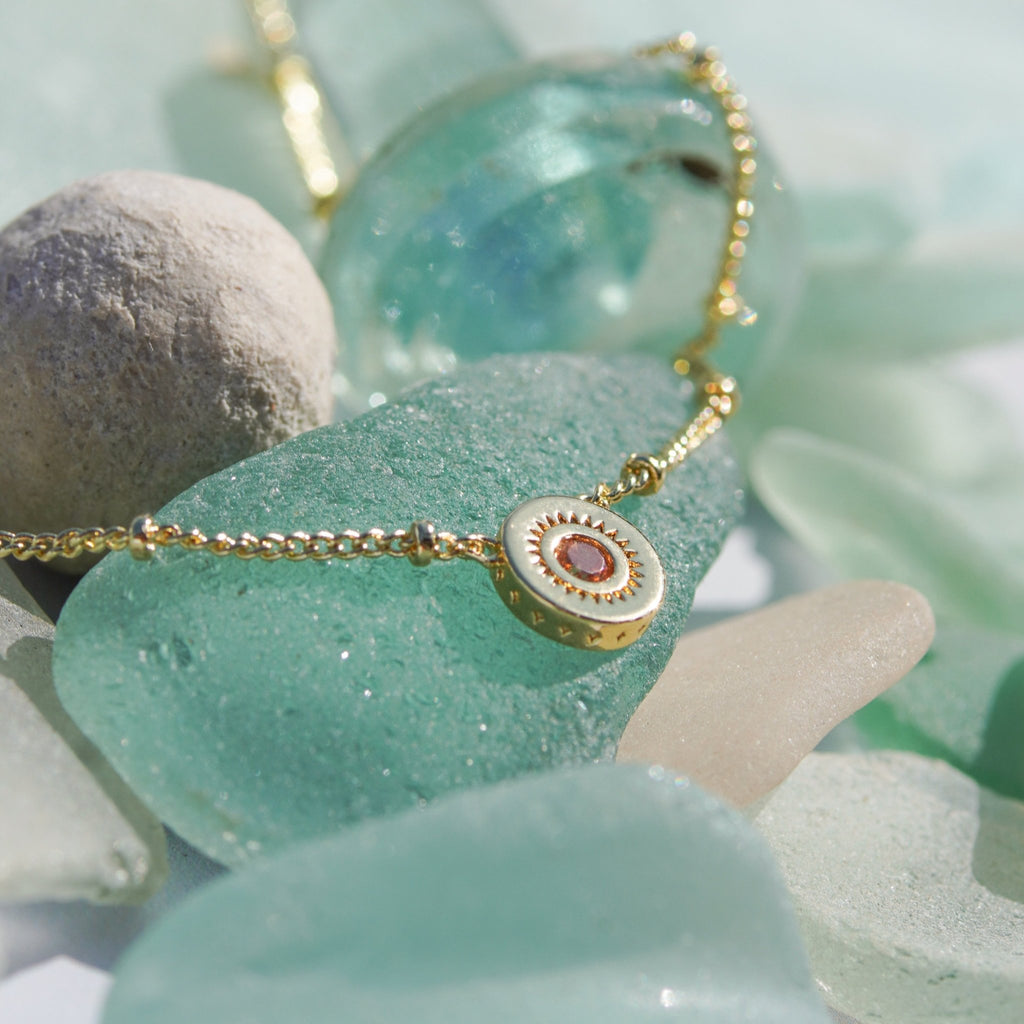 Champagne Jewelled Charm Necklace - Cara & The Sky