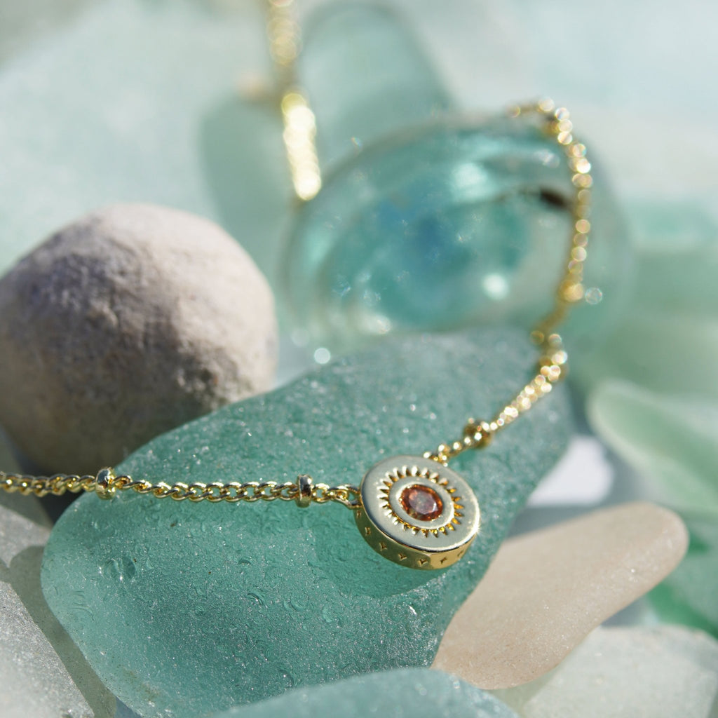 Champagne Jewelled Charm Necklace - Cara & The Sky