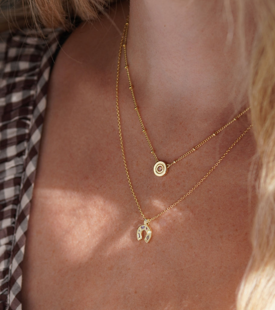 Champagne Jewelled Charm Necklace - Cara & The Sky