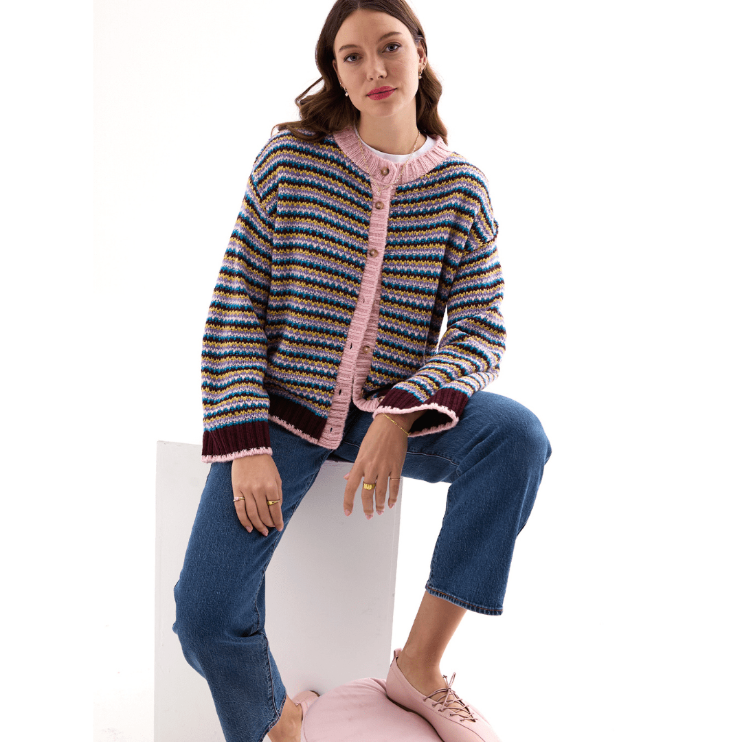 Clarisse Button Through Stripe Cardigan