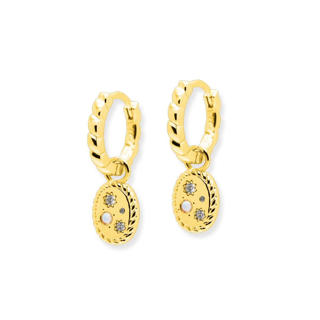 Glitter Twisted Charm Hoop Earrings - Cara & The Sky