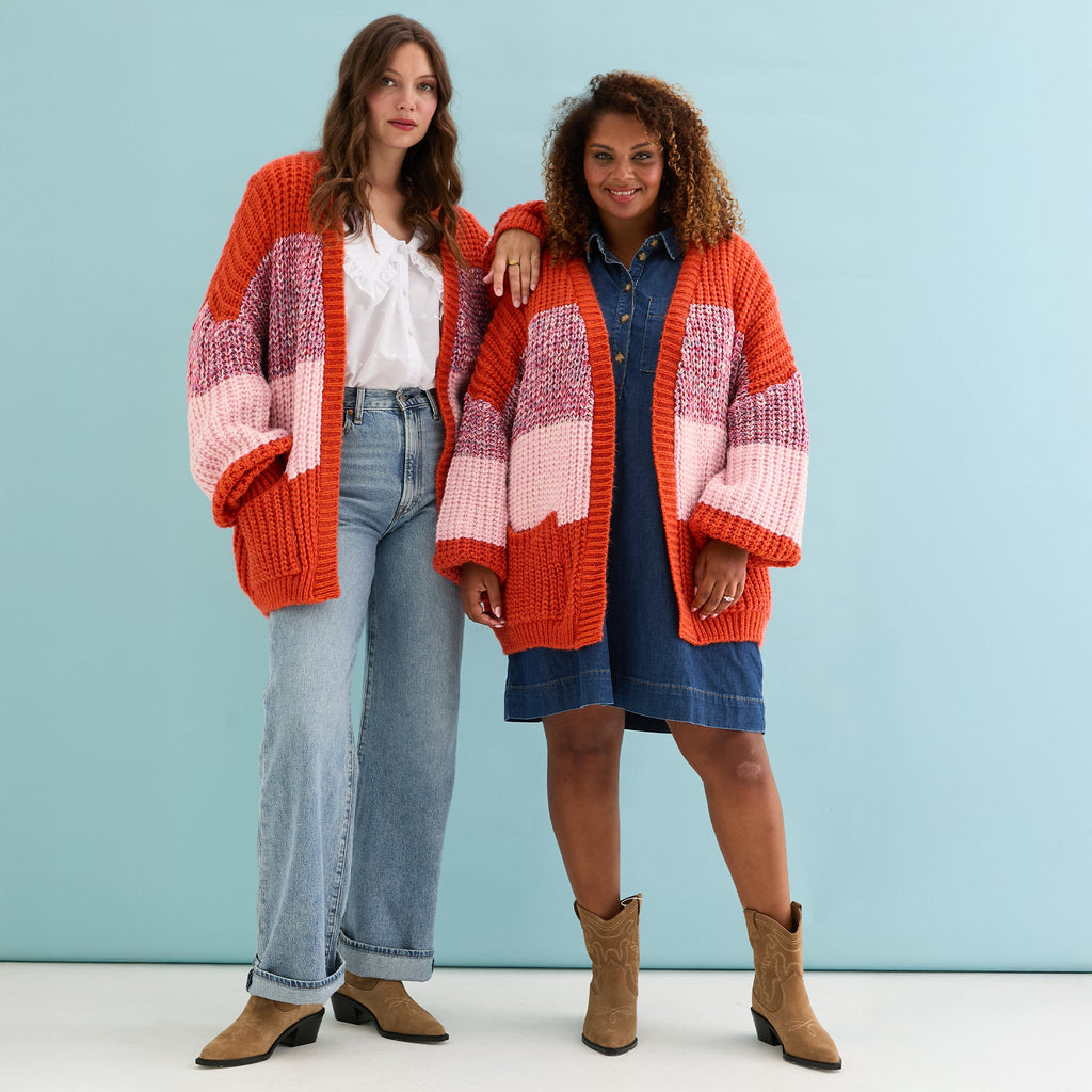 Janie Oversized Chunky Stripe Cardigan - Orange - Cara & The Sky