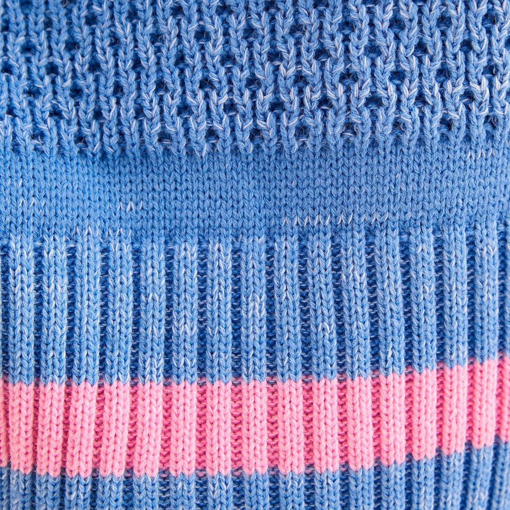 Judith Pointelle Stitch V Neck Jumper - Blue - Cara & The Sky