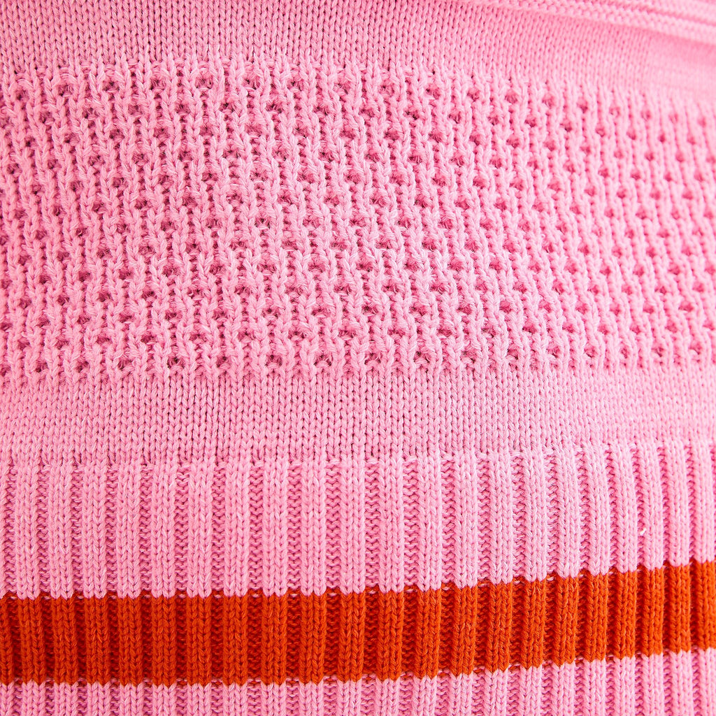Judith Pointelle Stitch V Neck Jumper - Pink - Cara & The Sky