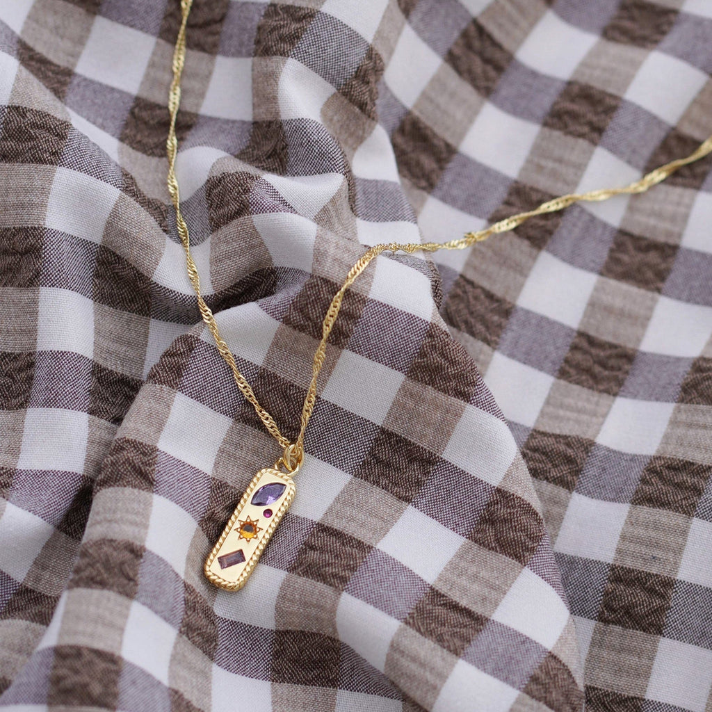 Kaleidoscope Gemstone Tag Pendant Necklace - Cara & The Sky