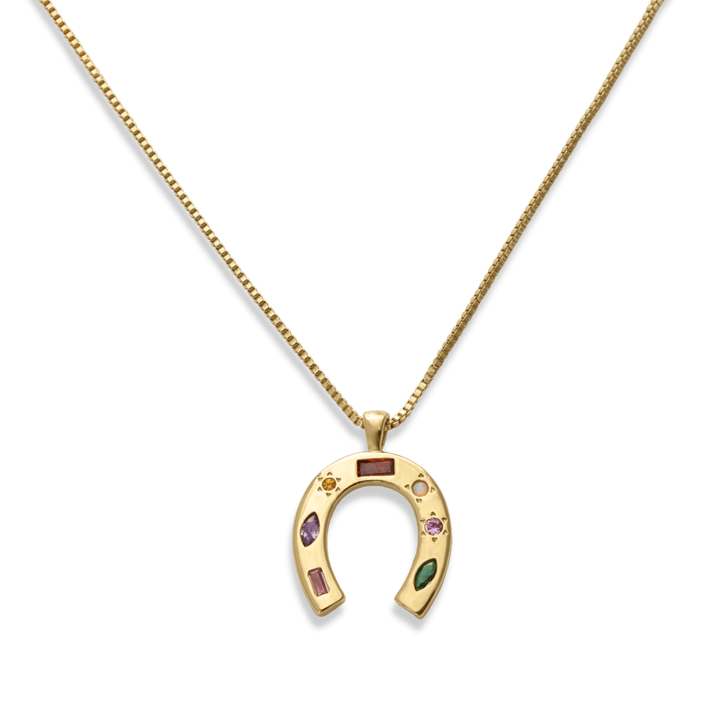 Kaleidoscope Lucky Charm Horsehoe Necklace - Cara & The Sky