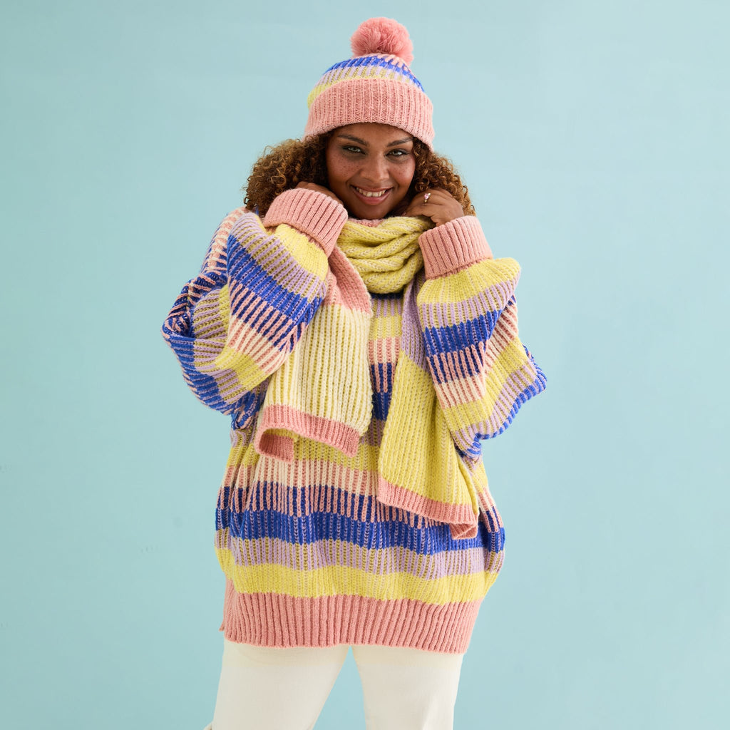 Leia Stripe Oversized Scarf - Pink - Cara & The Sky