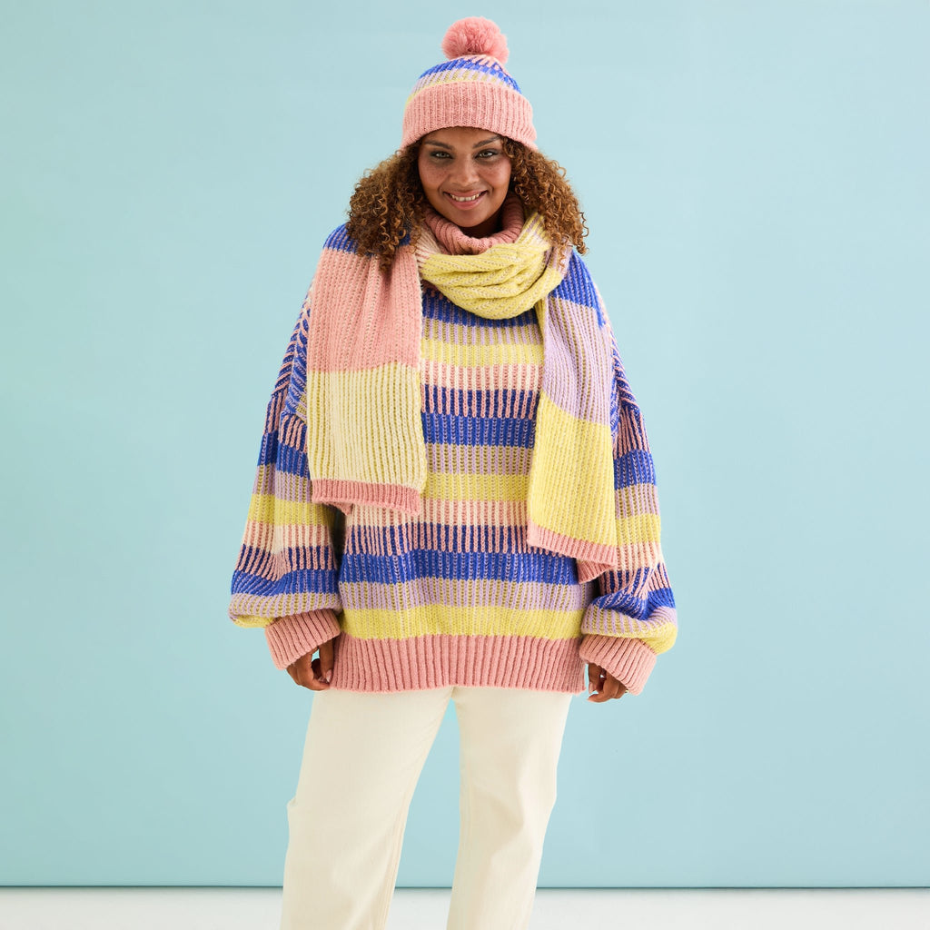 Leia Stripe Oversized Scarf - Pink - Cara & The Sky