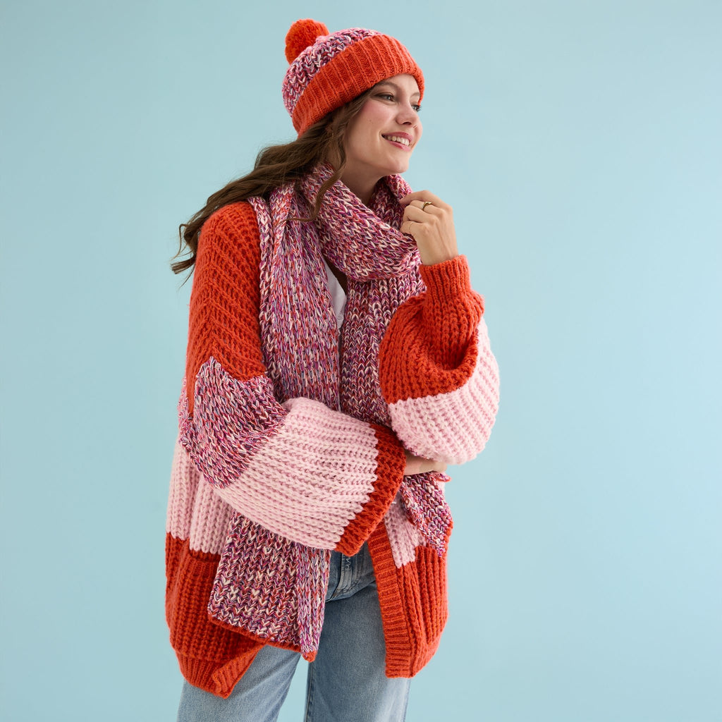 Lolly Twist Bobble Beanie Hat - Orange - Cara & The Sky