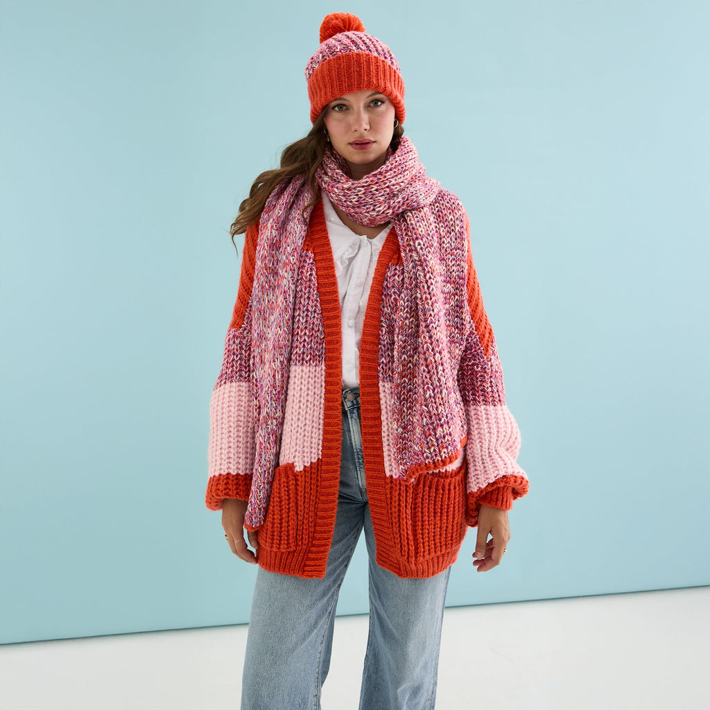 Lolly Twist Bobble Beanie Hat - Orange - Cara & The Sky