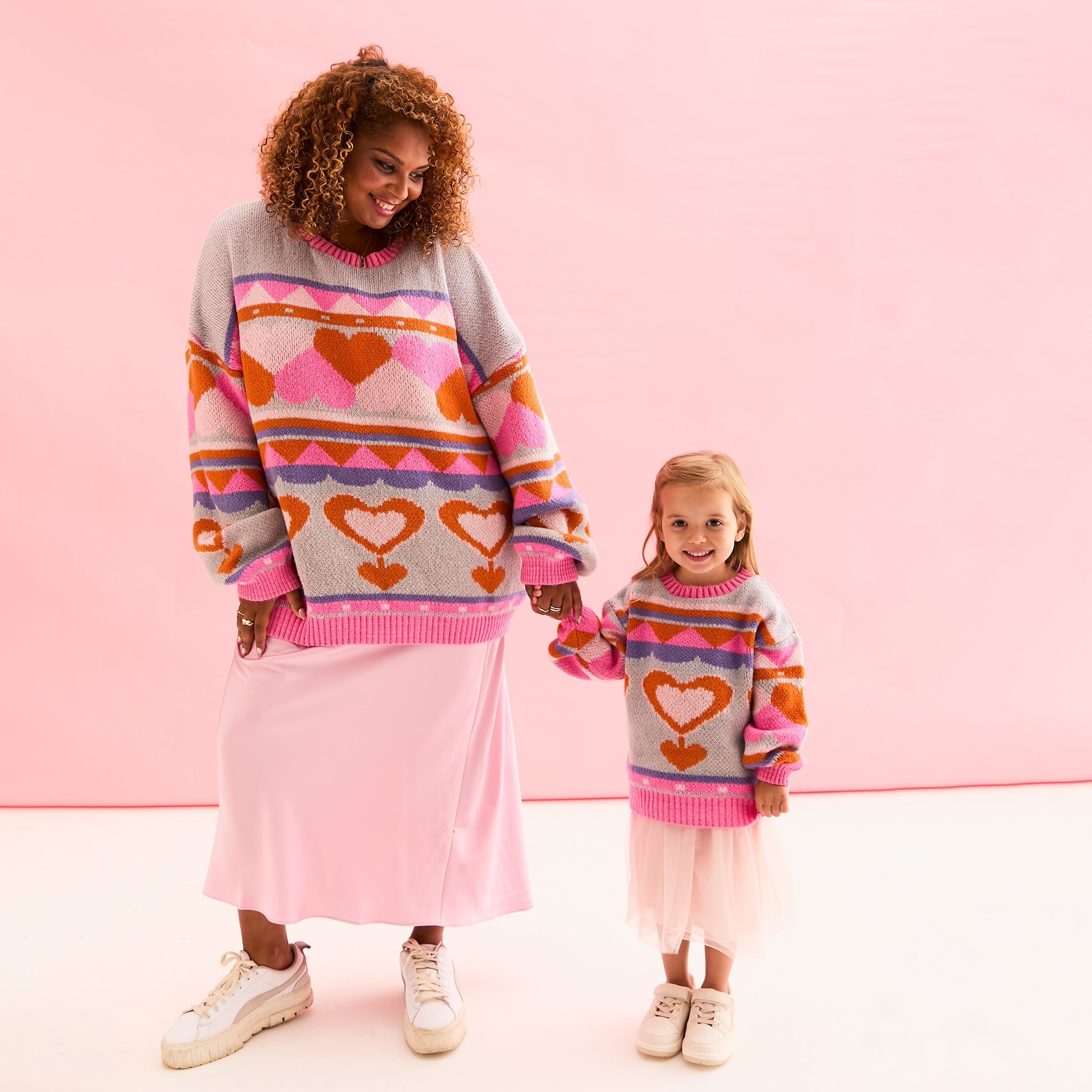 Maching Poppy Mini Me & Jumper Set Heart Intarsia Knit