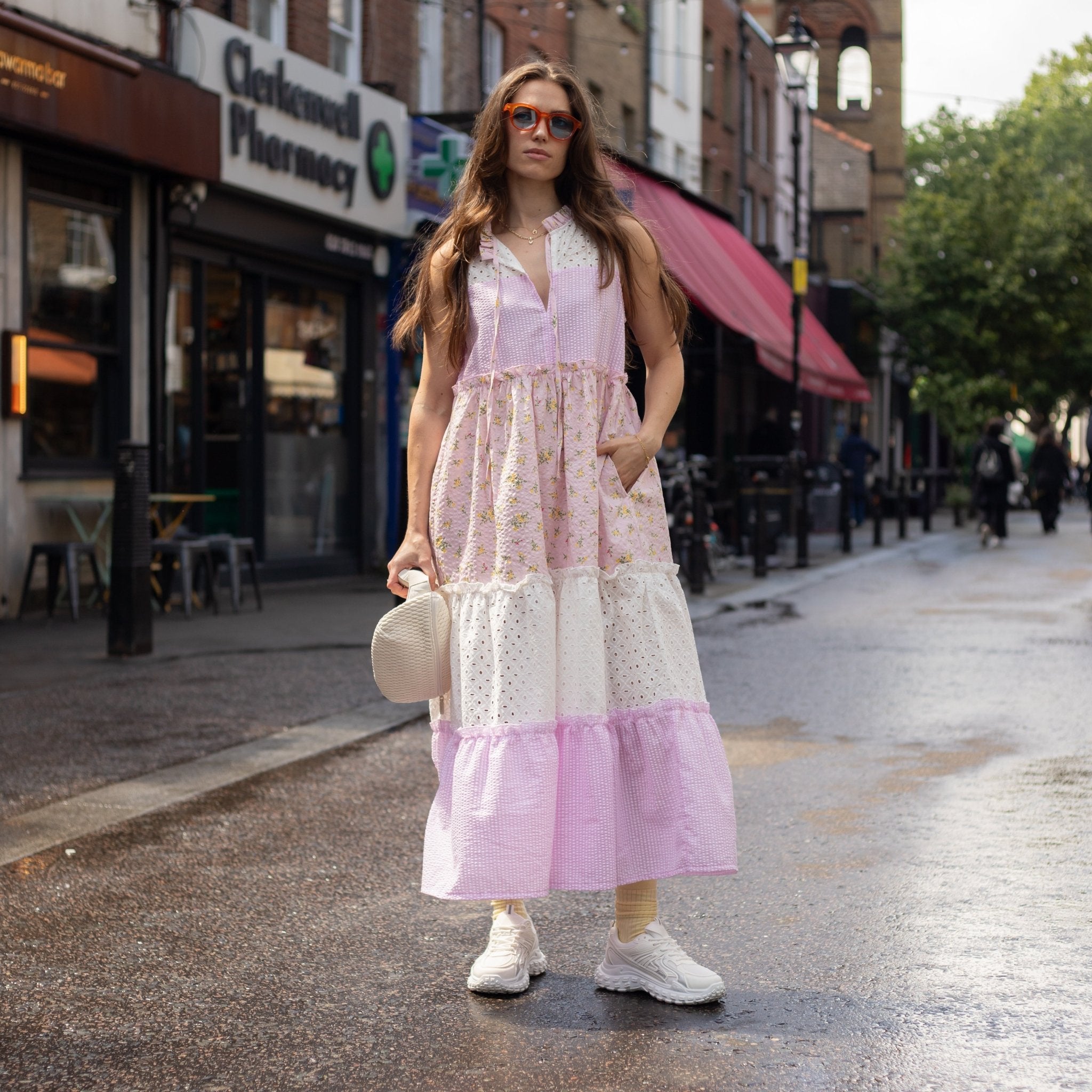 Maisie Floral Gingham Maxi Dress Pink – Cara & The Sky