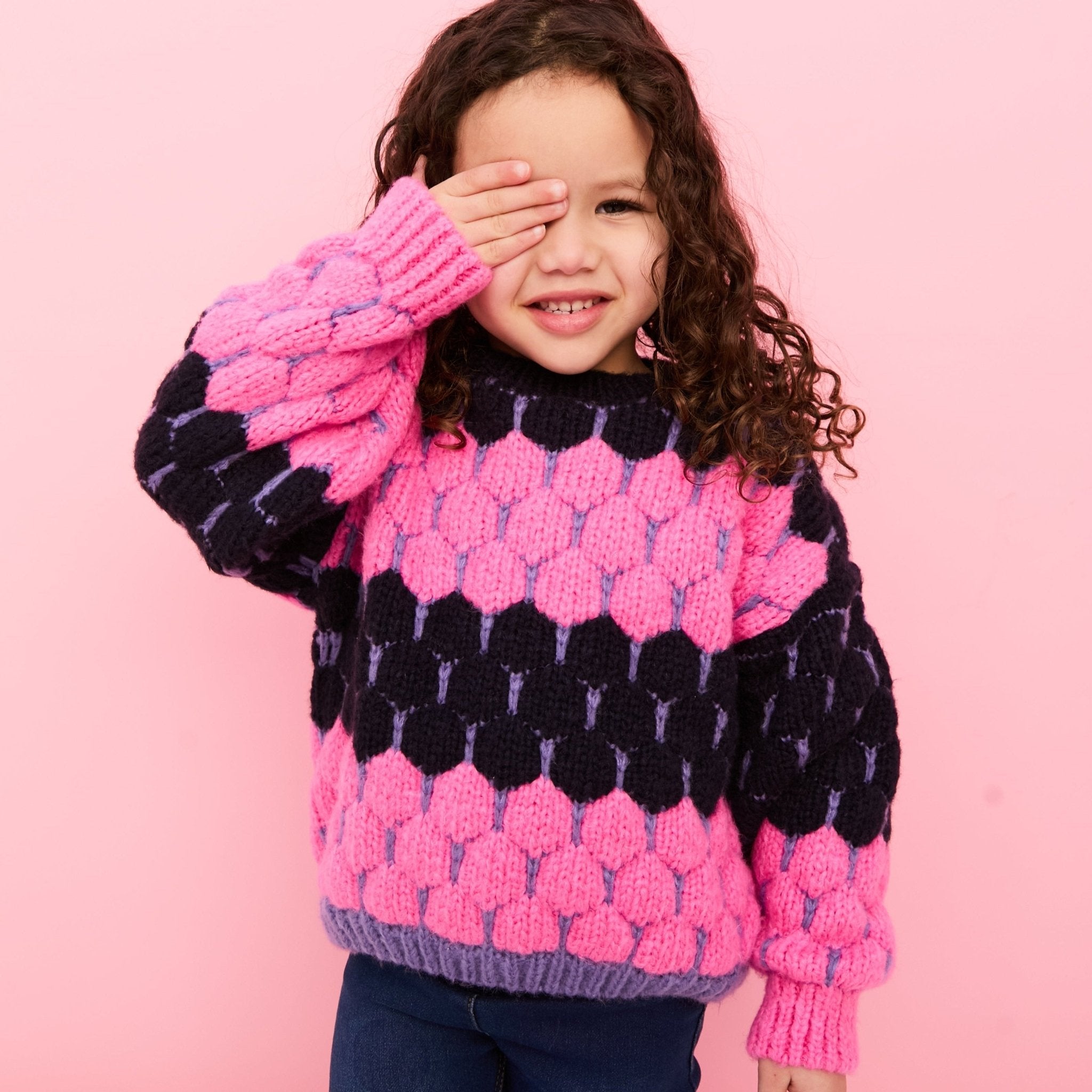 Marissa Adult and Mini Me Stripe Bubble Stitch Matching Jumpers