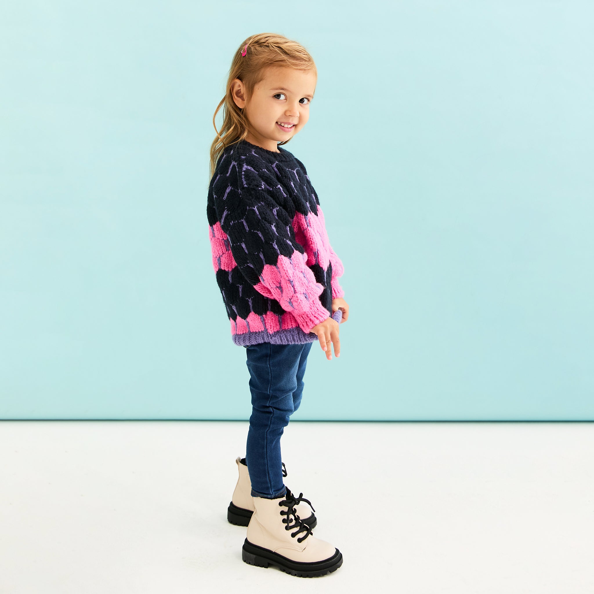 Marissa Adult and Mini Me Stripe Bubble Stitch Matching Jumpers