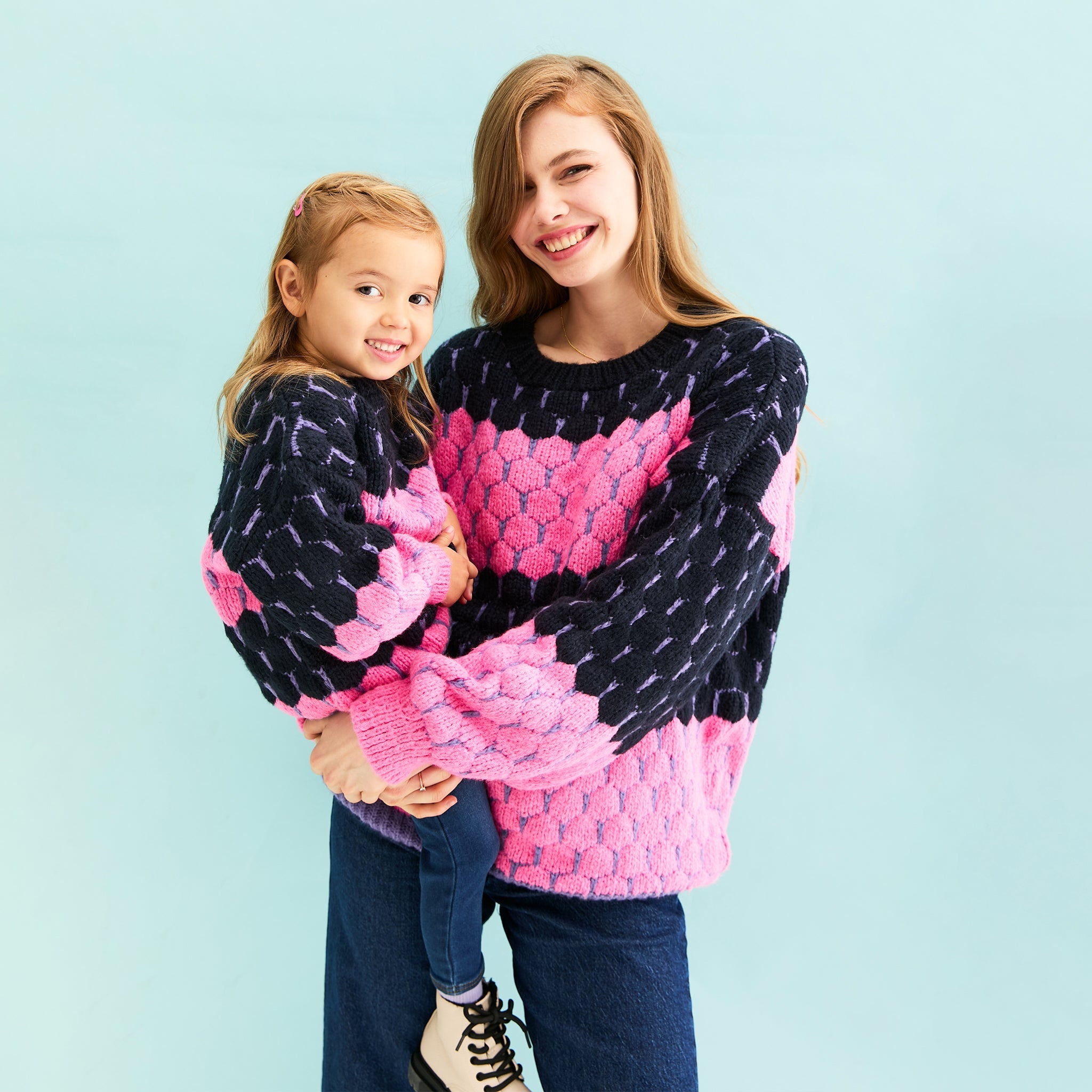 Marissa Adult and Mini Me Stripe Bubble Stitch Matching Jumpers