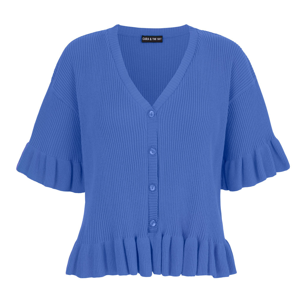 Marlow Ruffle Co-Ord Cardigan - Blue - Cara & The Sky