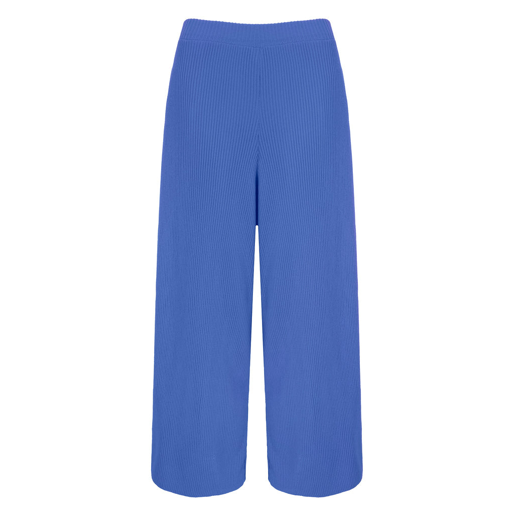 Martha Wide Leg Knitted Trousers - Cornflower Blue - Cara & The Sky