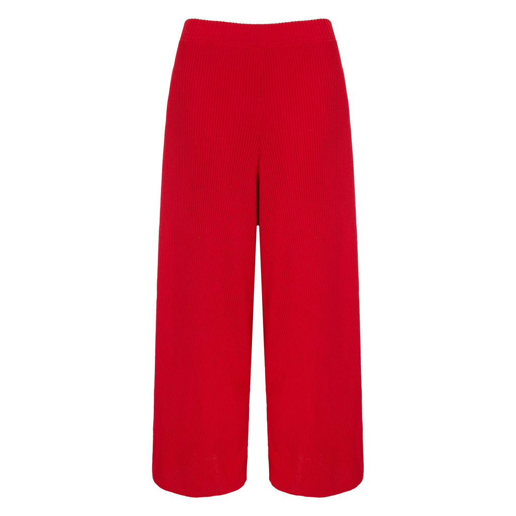 Martha Wide Leg Knitted Trousers - Red - Cara & The Sky