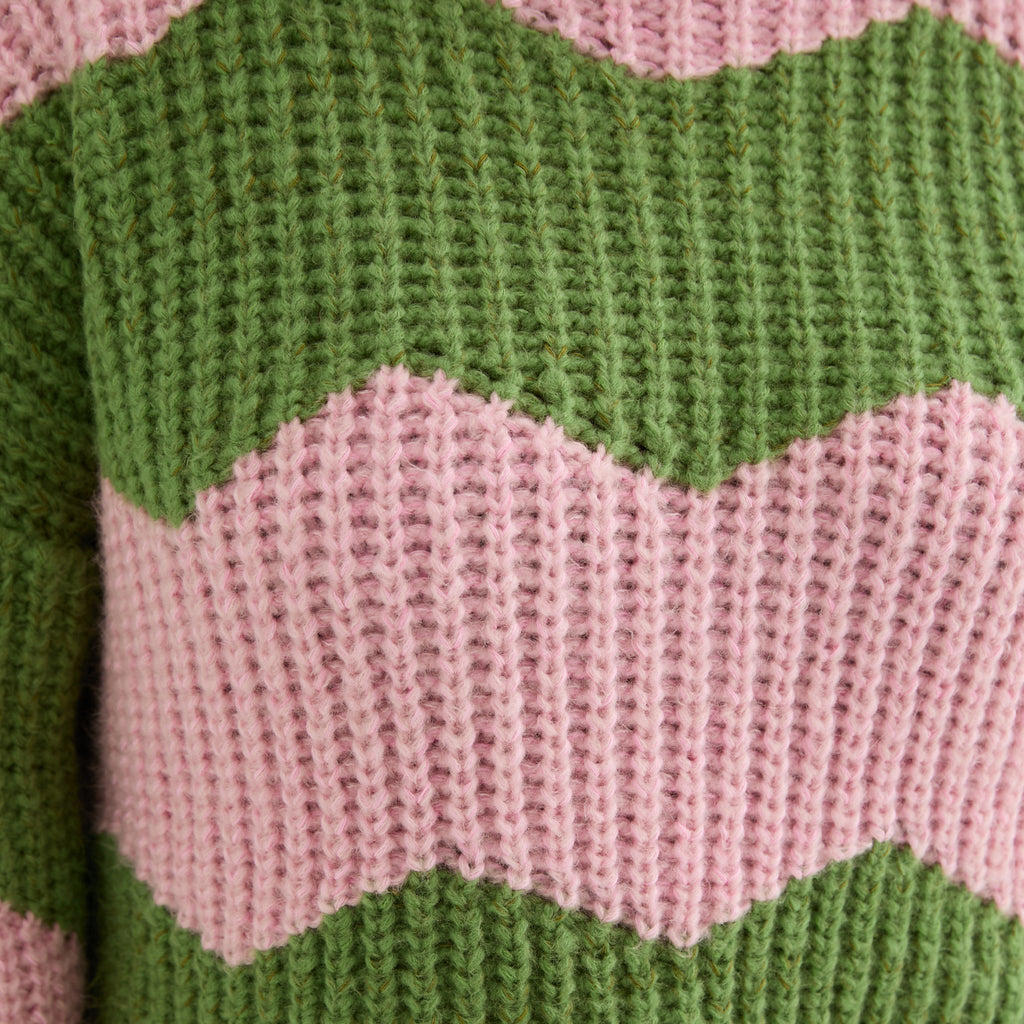 Nelly Chevron Roll Neck Knitted Jumper Dress - Pink - Cara & The Sky