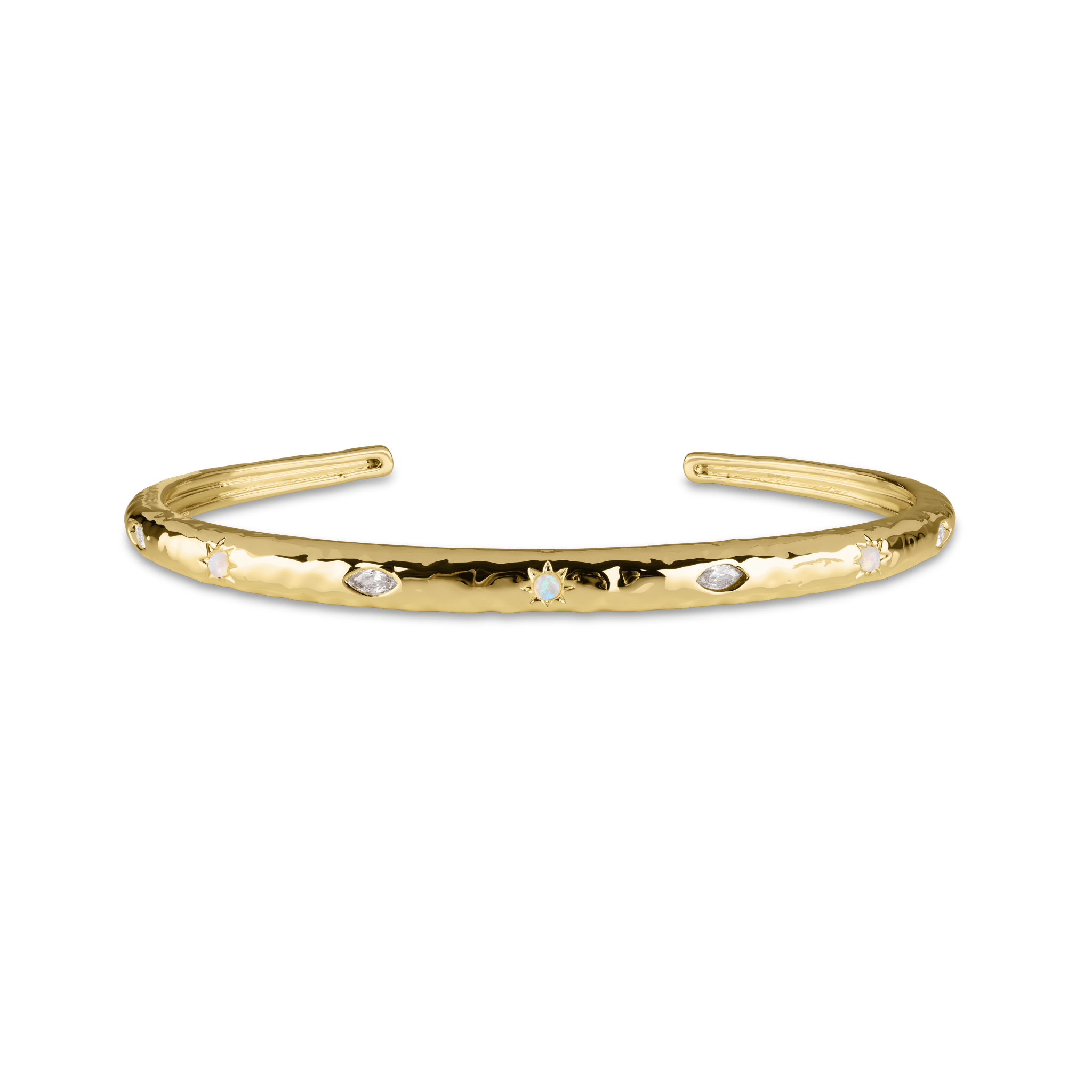 Opal Jewelled Textured Bangle