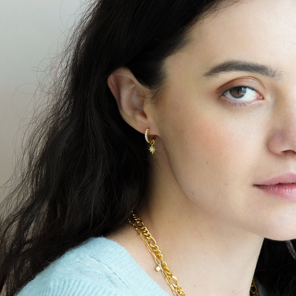 Opal Starburst Jewelled Hoop Earrings - Cara & The Sky