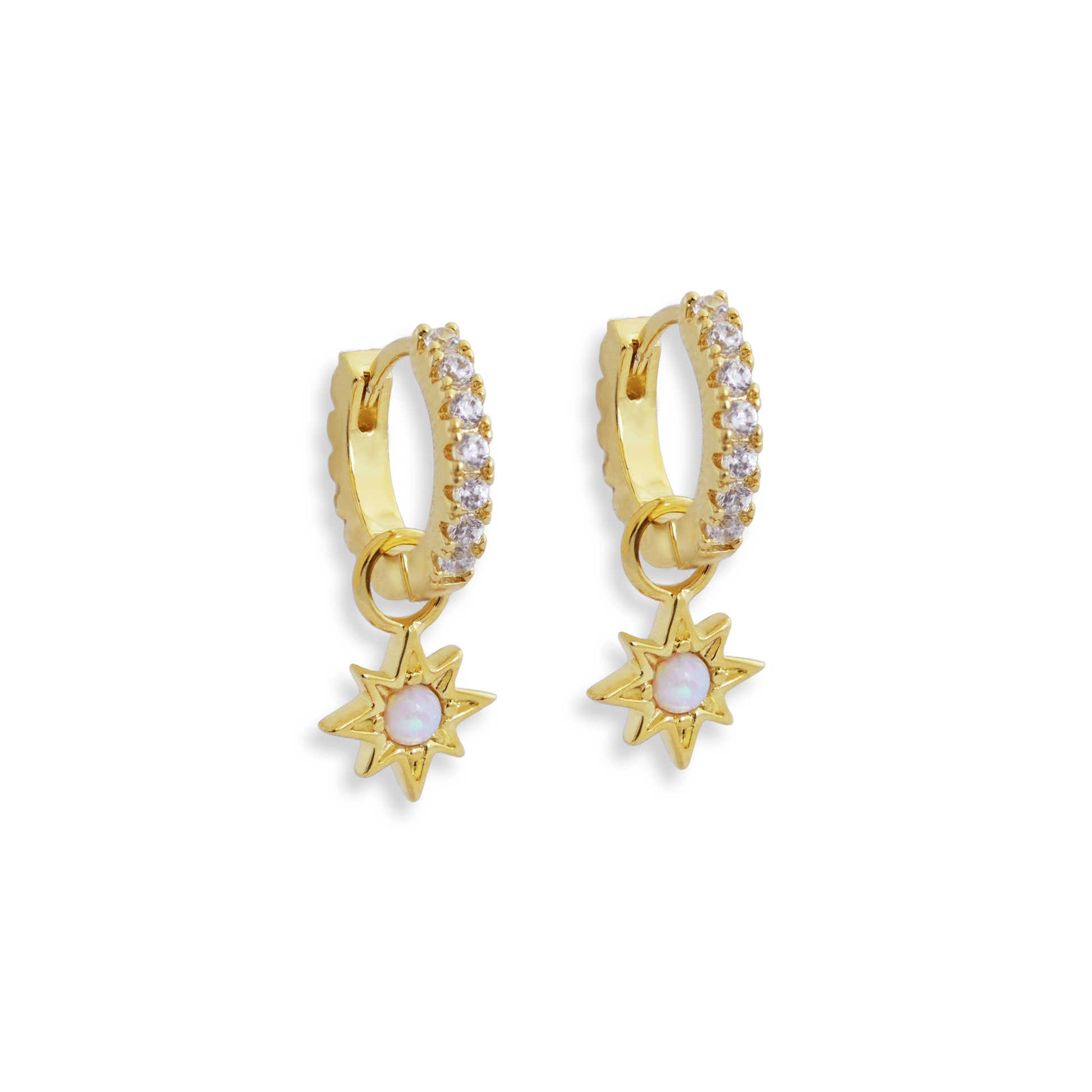 Opal Starburst Jewelled Hoop Earrings