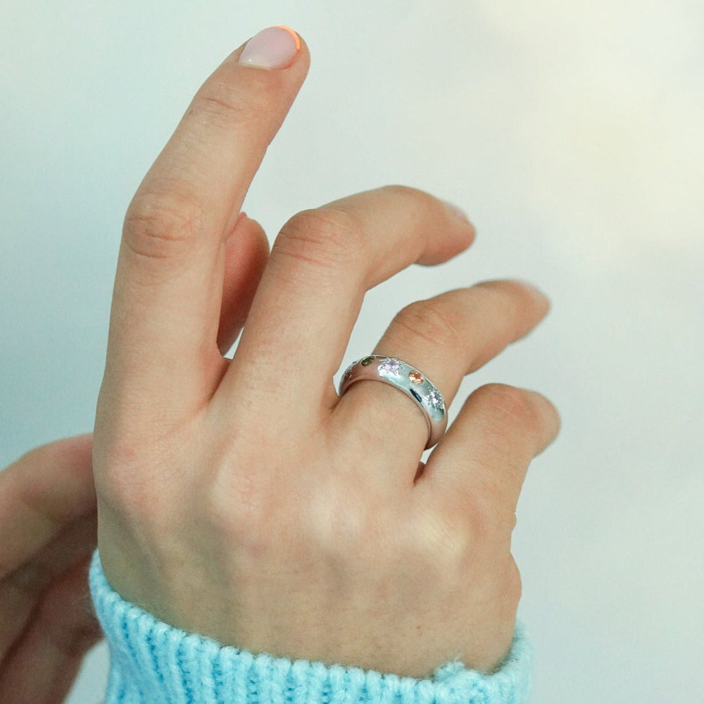 Pastel Stone Chunky Band Ring - Cara & The Sky