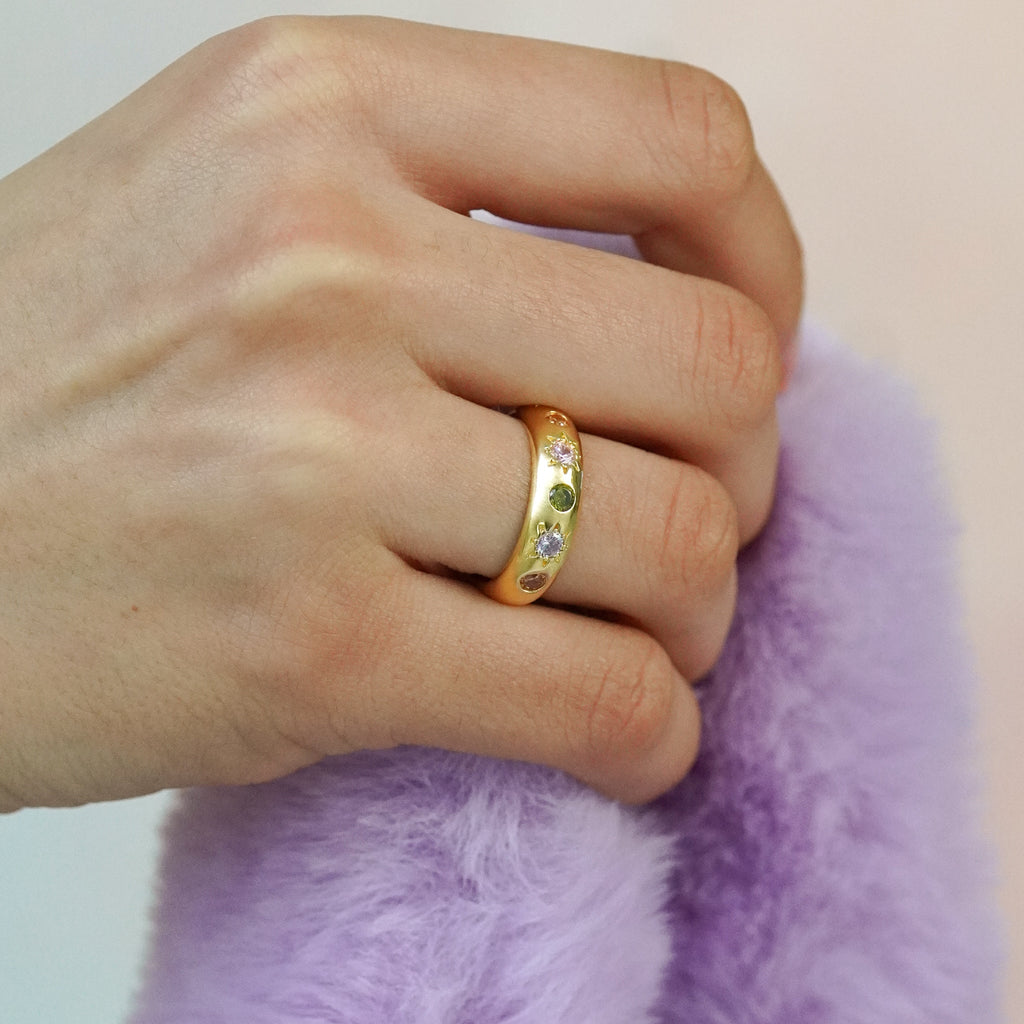 Pastel Stone Chunky Band Ring - Cara & The Sky