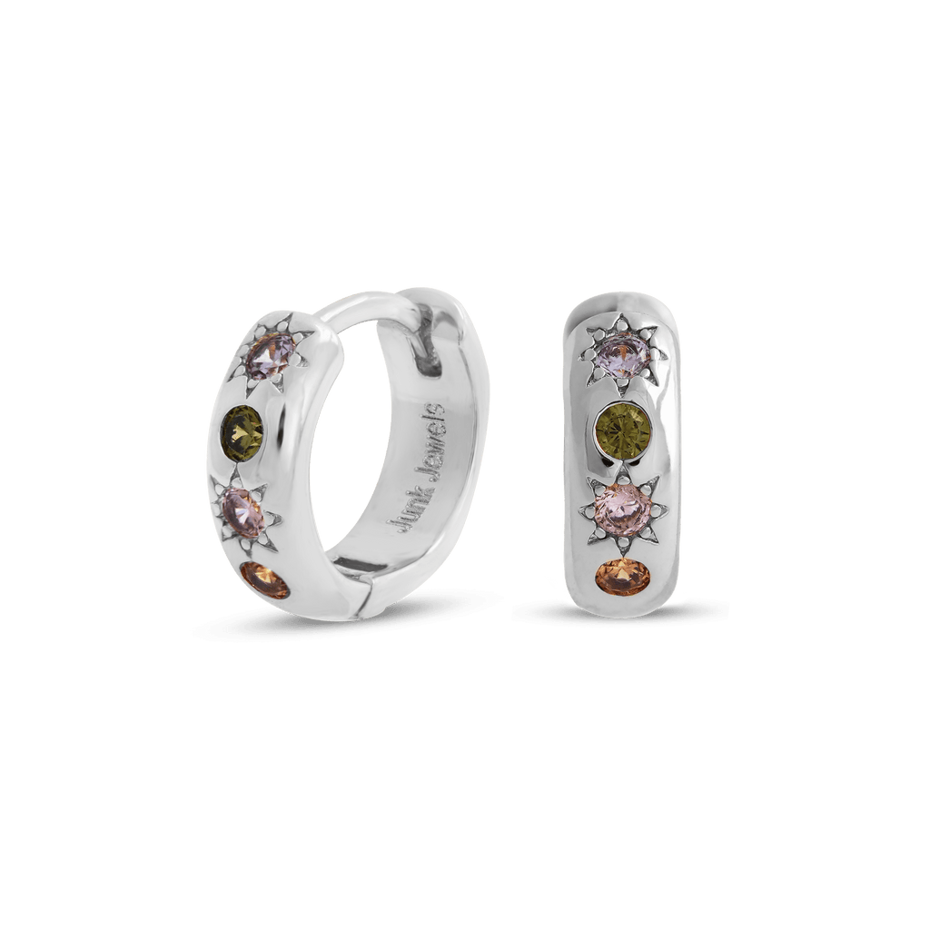 Pastel Stone Petite Hoop Earrings - Cara & The Sky