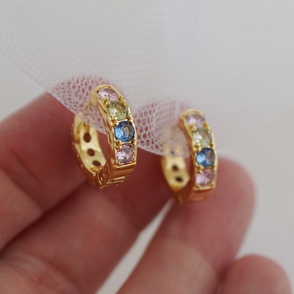 Pastel Stone Textured Hoop Earrings - Cara & The Sky