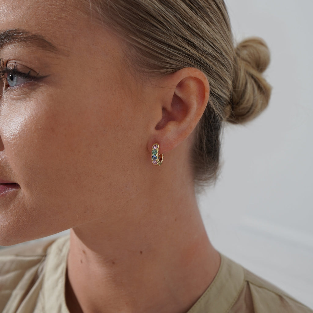 Pastel Stone Textured Hoop Earrings - Cara & The Sky