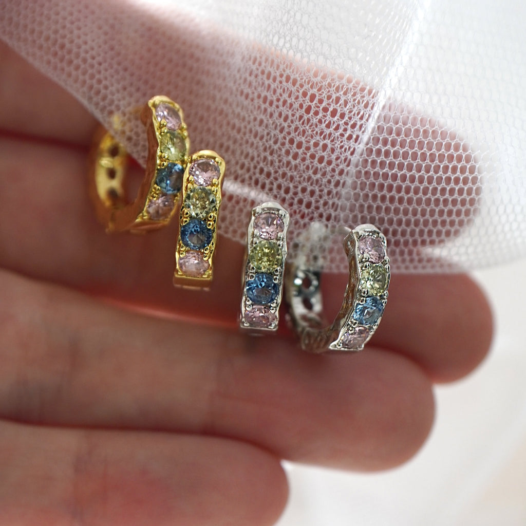 Pastel Stone Textured Hoop Earrings - Cara & The Sky