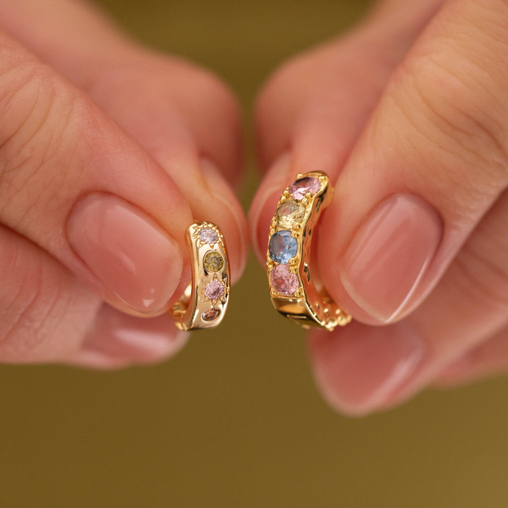 Pastel Stone Textured Hoop Earrings - Cara & The Sky