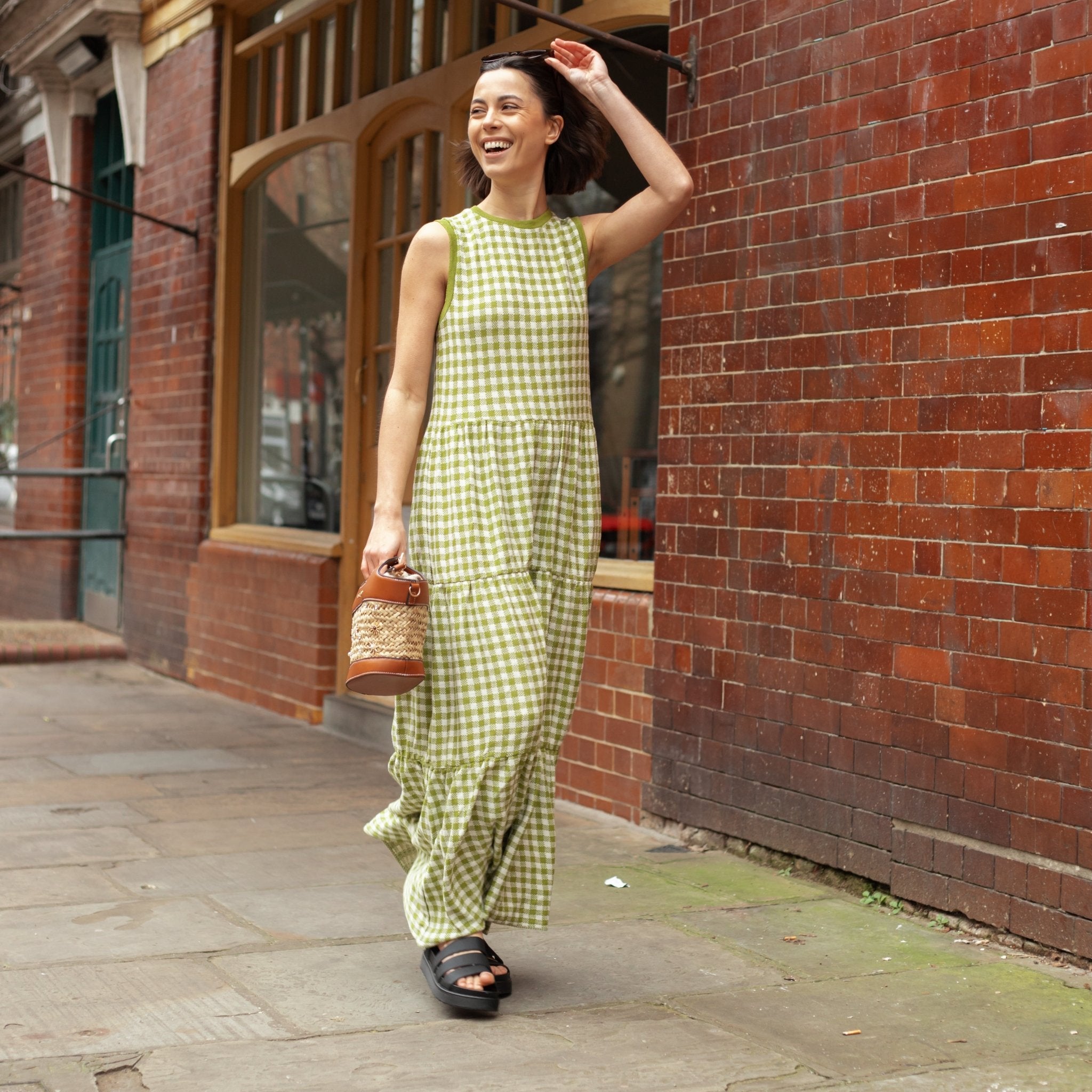 princess polly green gingham dress Mallorie Halter Mini Dress Green Check