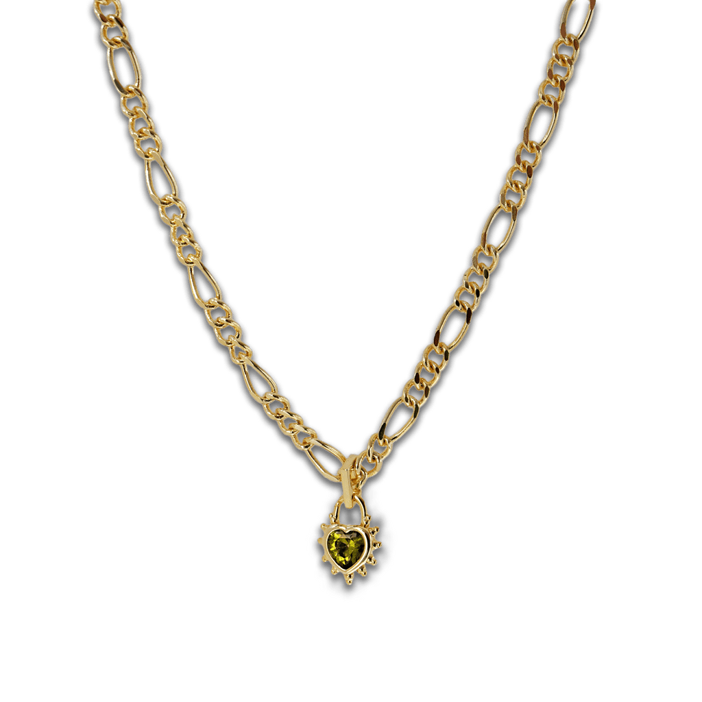 Peridot Heart Chunky Figaro Necklace - Cara & The Sky