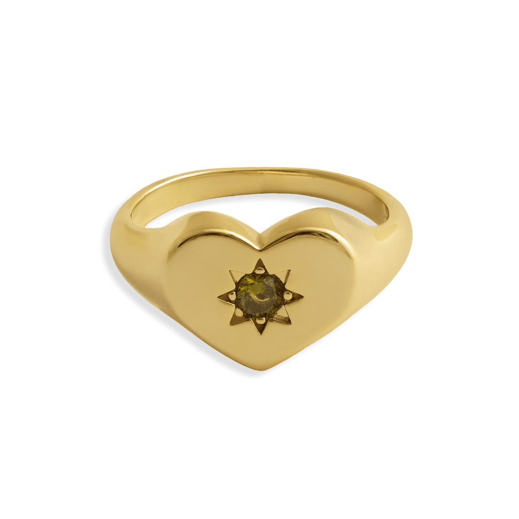 Peridot Heart Signet Ring - Cara & The Sky