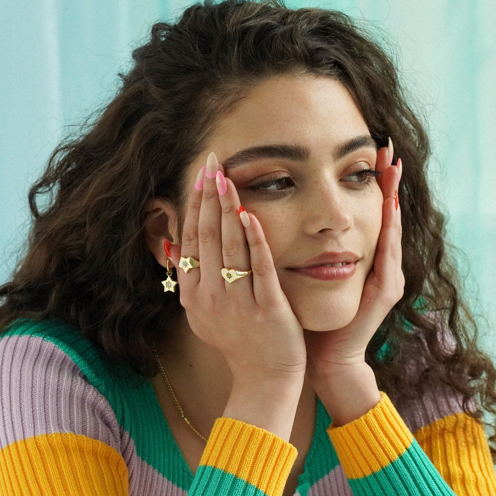 Peridot Heart Signet Ring - Cara & The Sky